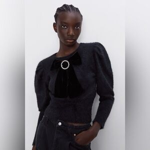 Zara Bow Fuzzy sweater